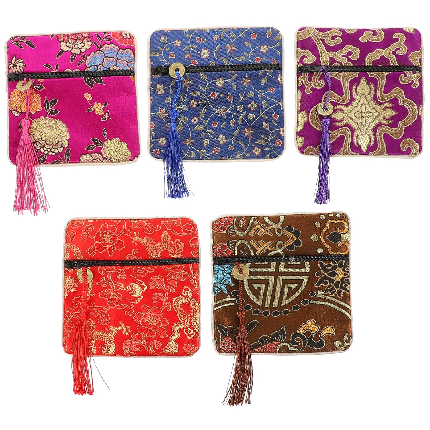 MAGICLULU 5pcs Drawstring Bag Beaded Purse Zip Lock