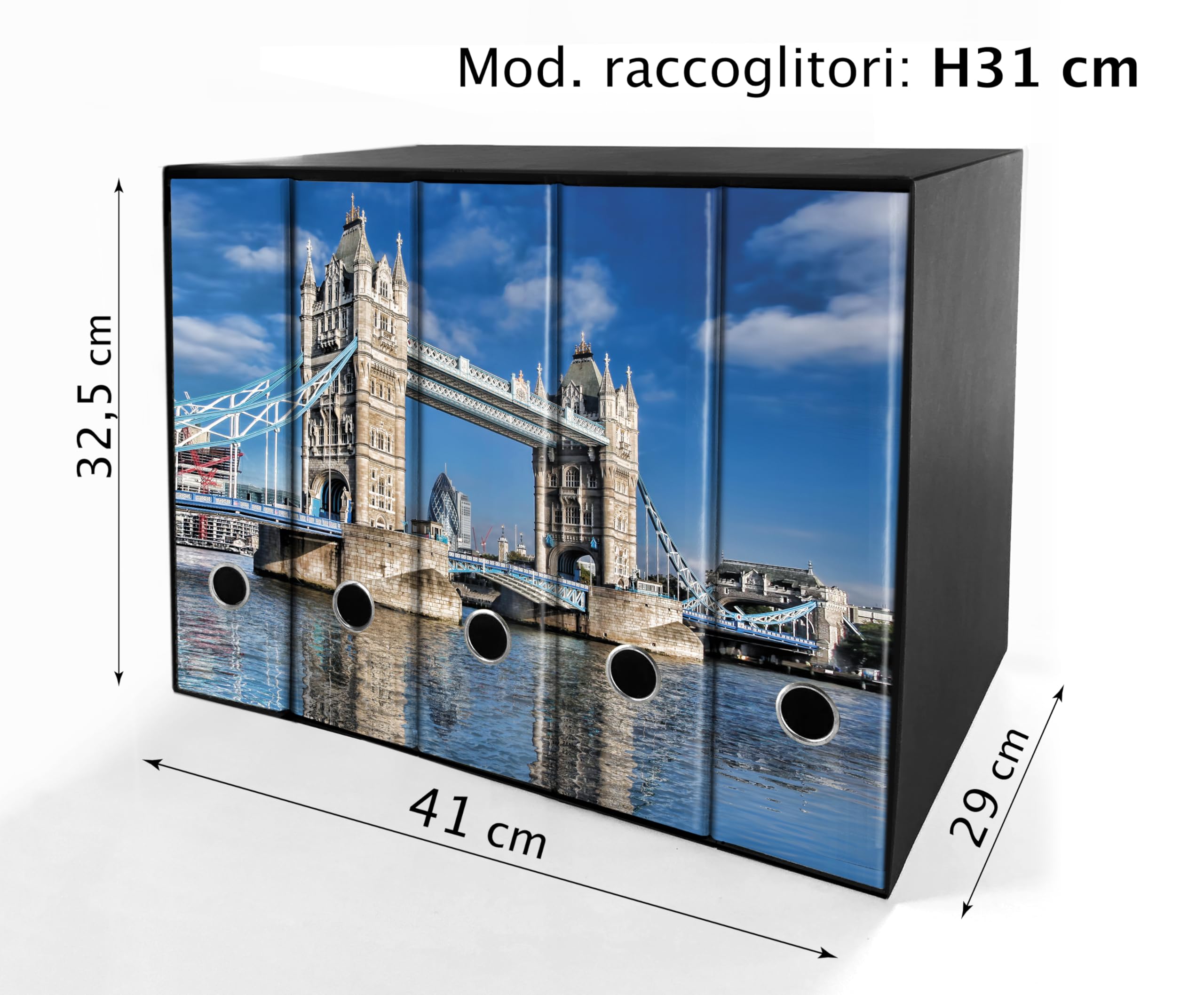 Set da 5 raccoglitori ad anelli - LONDRA (H31 cm con 2 anelli)