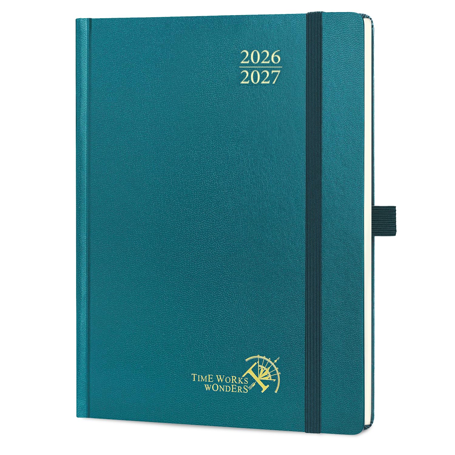 POPRUN A5 Academic Diary 2026-2027 Hardback Week to View (22x16.5 cm) 17 Months (Aug'26 - Dec'27) Mid Year 26/27 Vertical Weekly Planner, Inner Pocket(Pacific Green)