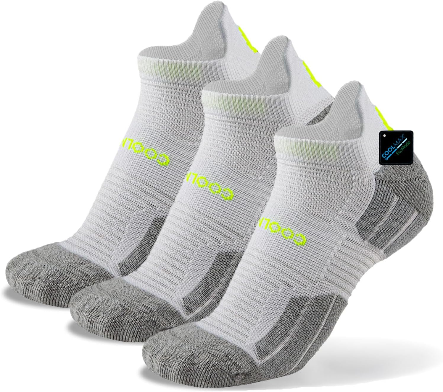BRISIRACoolmax Bamboo Viscose Compression Running Socks 3 Pairs Ankle Low Cut Athletic Anti Blister Cushioned Seamless
