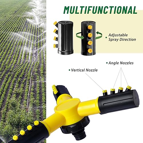 Miniatura 6 de Aspersor para patio, rociador giratorio ajustable para cobertura de área grande, rociadores de césped y patio para manguera