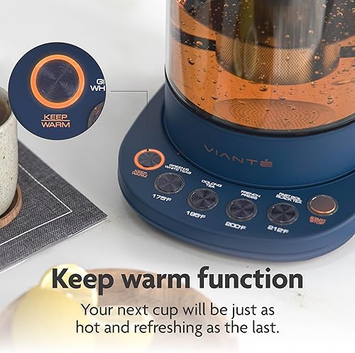 Miniatura 5 de Vianté Hot Tea Maker Hervidor eléctrico de vidrio con infusor de té y control de temperatura. Apagado automático. Programas de preparación para tus