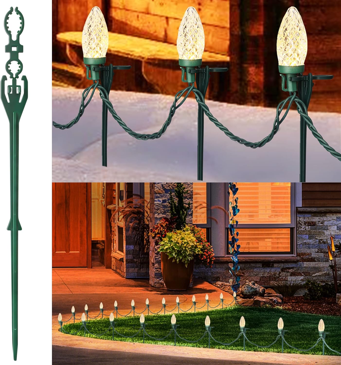 Brizled Christmas Light Stakes, 50 Pack Outdoor Light Yard