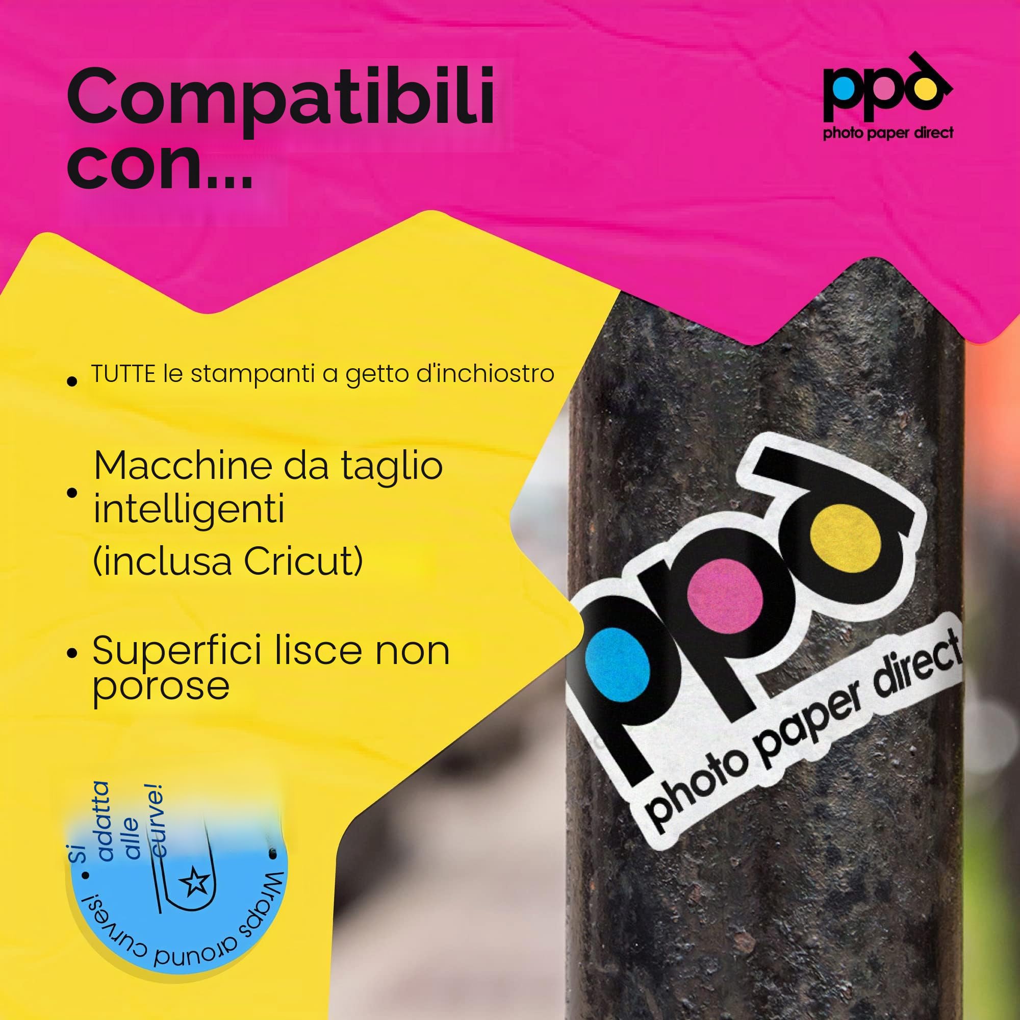 Fogli Di Carta Vinile Adesiva Opaca PPD A4 10 Per Stampanti Inkjet - Sticker Bianco