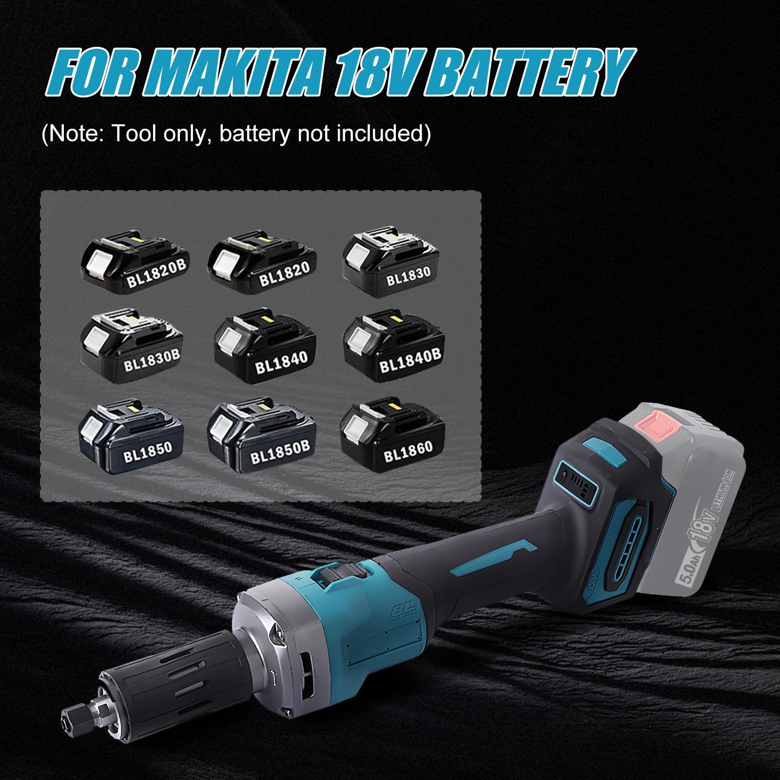 Meuleuse Droite Sans Fil 18V Compatible Batteries Makita - 4 Vitesses Jusqu'à 26000 Tr/min, Sans Balais, Pour Meulage, Sculpture, Polissage - 6