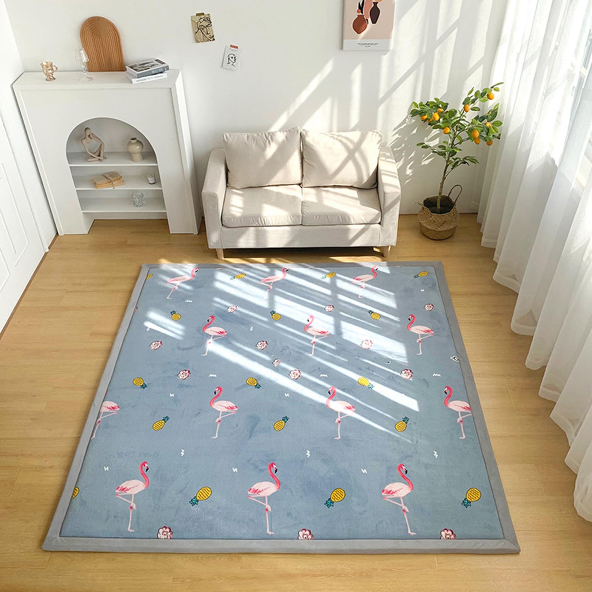 Grand tapis moderne peluche lavable antidérapant salon chambre 200x240