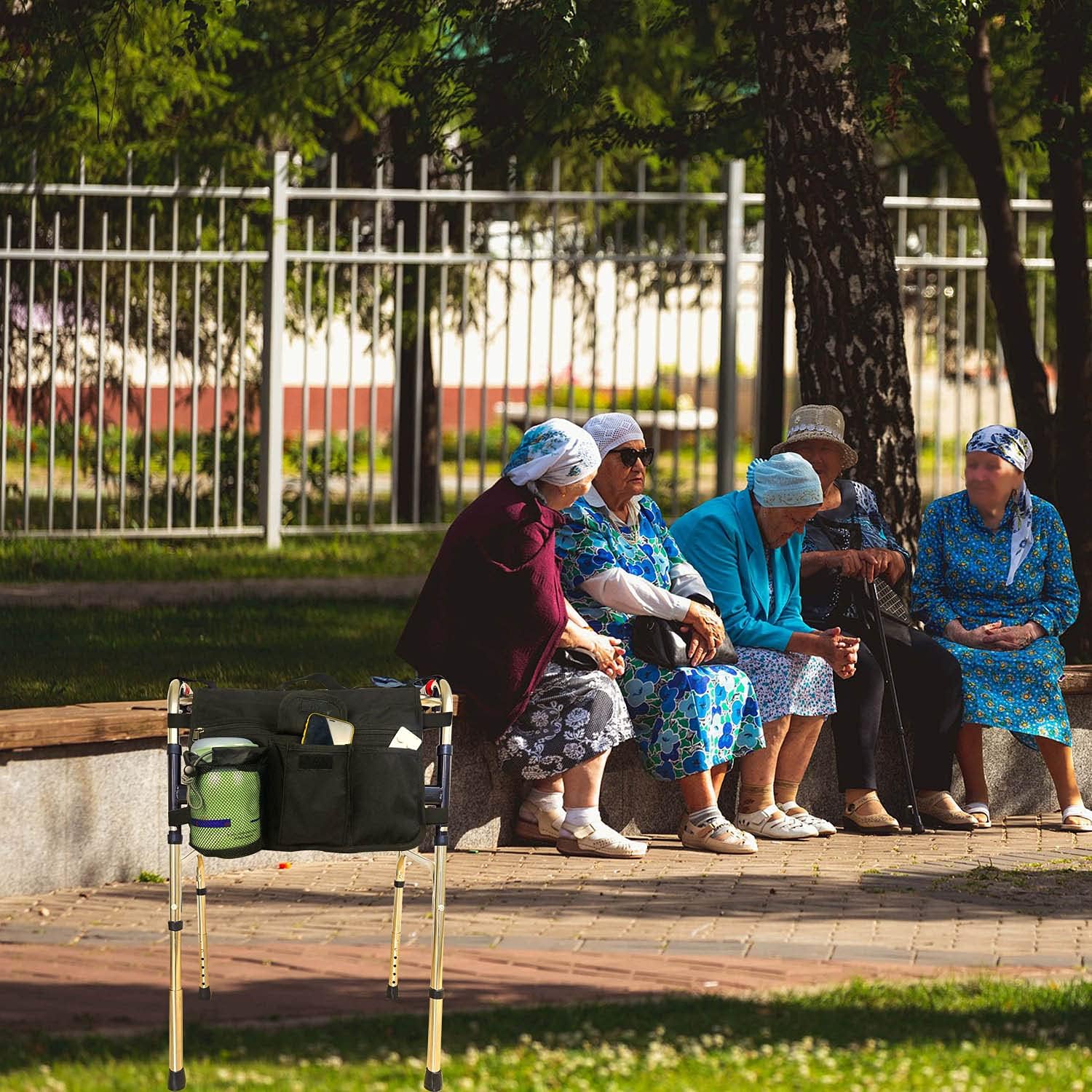 Double Sided Walker Tray Bag for Folding Standard Walkers Wheelchair Basket Pouch with Mesh Cup Holder to Hang on Back Zipper Organizer Pocket Rollator Caddy for Seniors Elderly : Health & Household