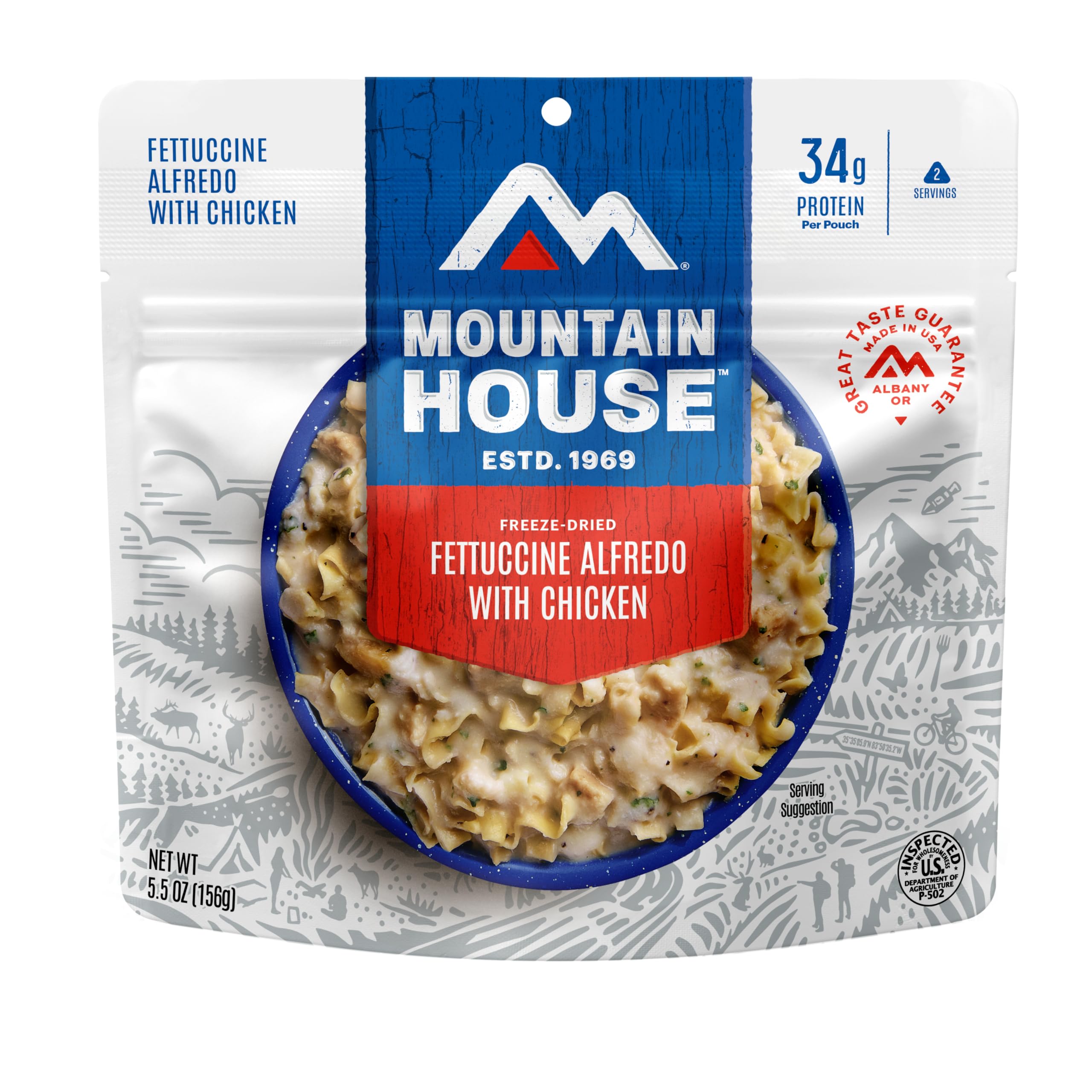 Fettuccine Alfredo with Chicken | Freeze Dried Backpacking & Camping Food | 2-Servings