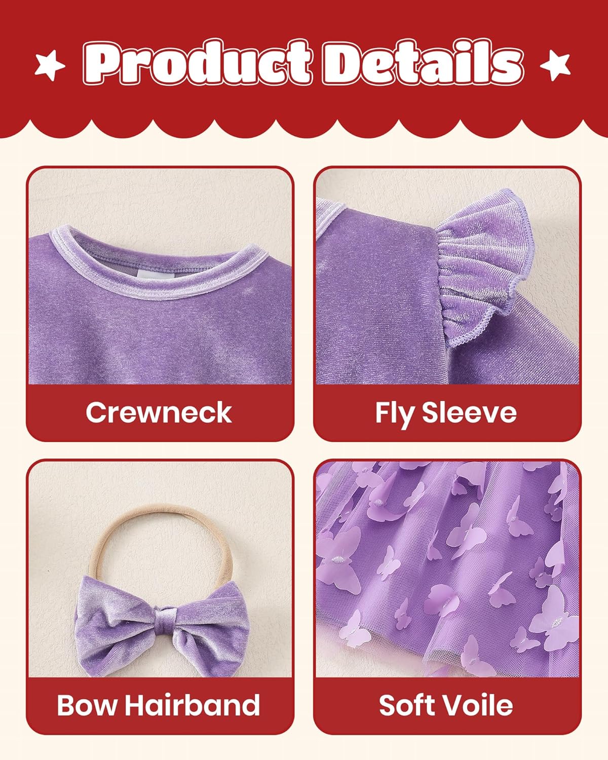 Kucnuzki Baby Girl Clothes Fall Holiday Party Velvet Tulle Dress Winter Cute Long Sleeve Toddler Girls Birthday Dresses - Image 5