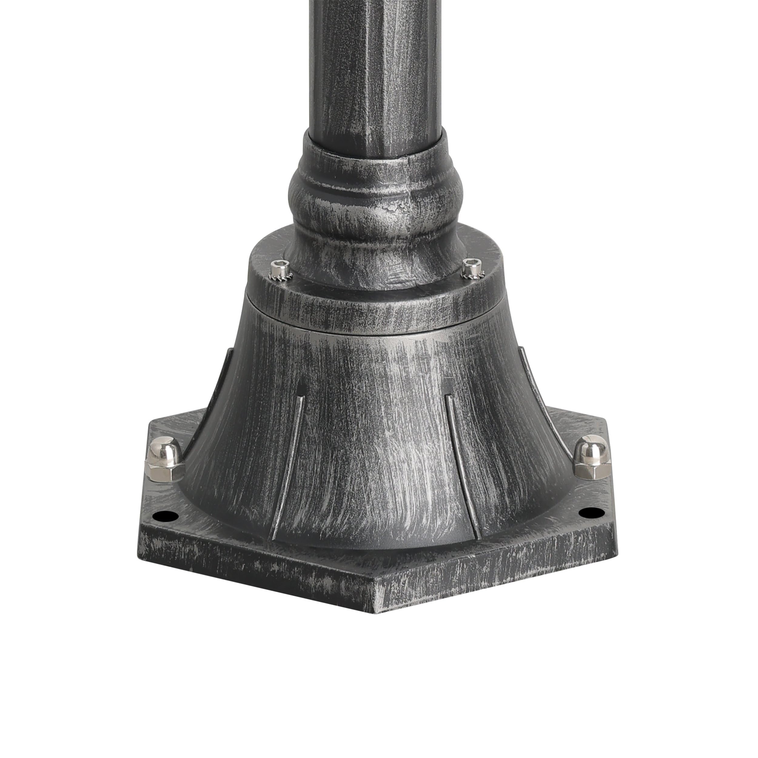 Eglo Lámpara de pie de exterior Navedo, luz de exterior de 1 foco, lámpara de pie de aluminio fundido y cristal, color negro, plata-patina, portalámparas E27, altura 200 cm, IP44