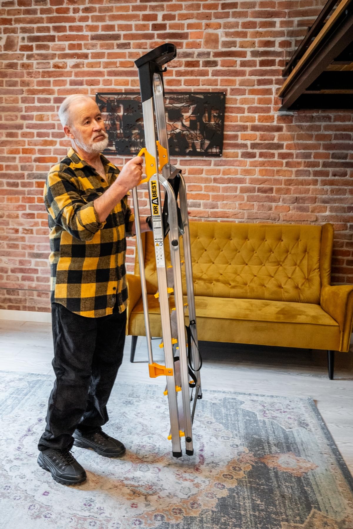 DRABEST - MAX Aluminium Professionele Ladder - 3 X 11 Treden - Antislip Sporten - 7,61 M Lang - Tot 150 Kg - 3-Delig - Voor Bouwplaats - Multifunctioneel, Trap, Uitschuifbaar, Opvouwbaar - Verstelbaar