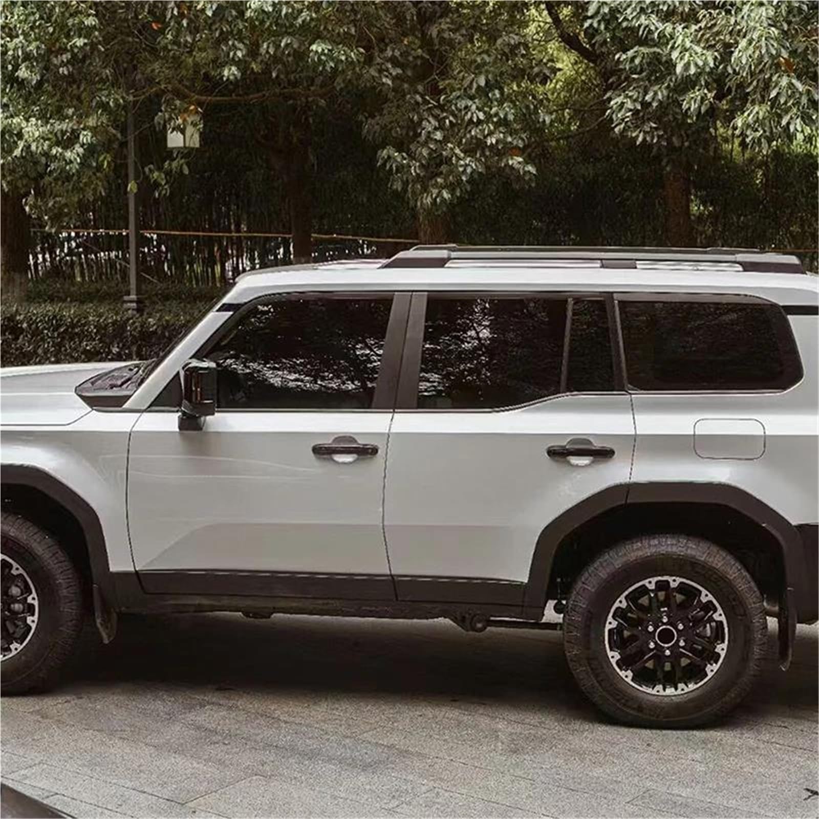 Genérico Barras de Techo para Toyota para Land para Cruiser 250 LC250 J250 2024 2025 2026 Decoración Negra Rieles De Techo Barras Portaequipajes Accesorios De Coche Portaequipajes