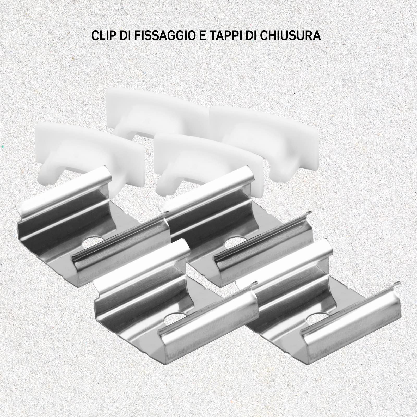 5x Profili da 2 metri in Alluminio Bianco per Strisce LED (10mt) | Copertura Opaca larghezza max striscia led 12.4mm - 17.4 x 7