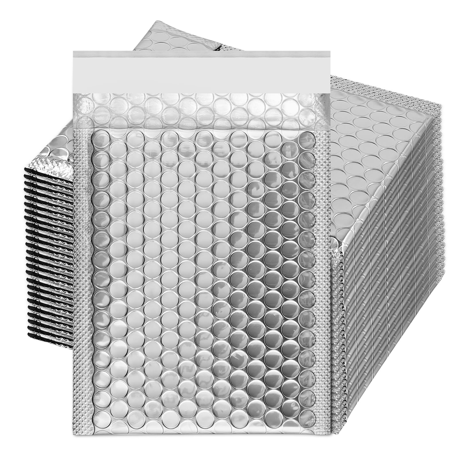 TAICHEUT 90 Pack Silver Bubble Mailers, 6 x 9 inch Self Seal Padded Envelopes with Waterproof Layer for Shipping, Mailing and Packaging