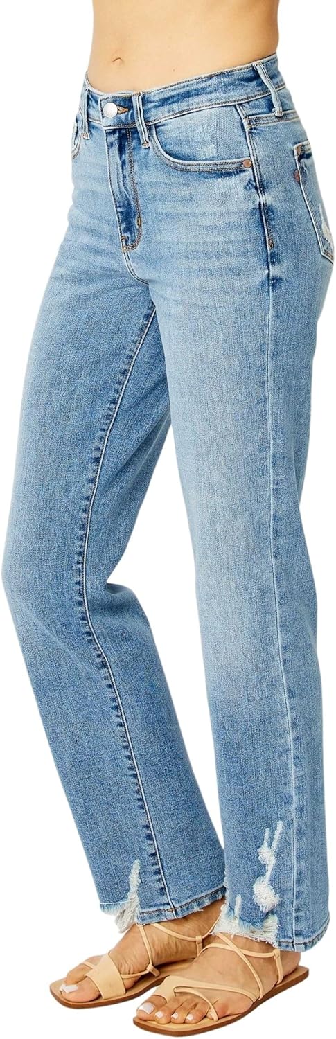 Judy Blue Women's High Waisted Straight Leg Jeans w/Heavy Destroy - Image 4