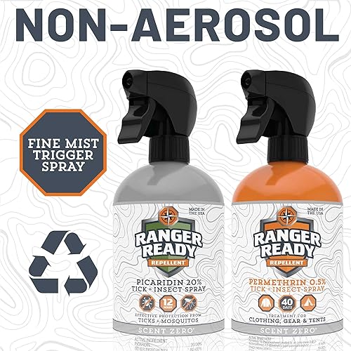 Miniatura 4 de Ranger Ready Repellents P2Pak Permetrina + Picaridina repelente de garrapatas e insectos, aroma cero, 8 onzas líquidas (paquete de 2)