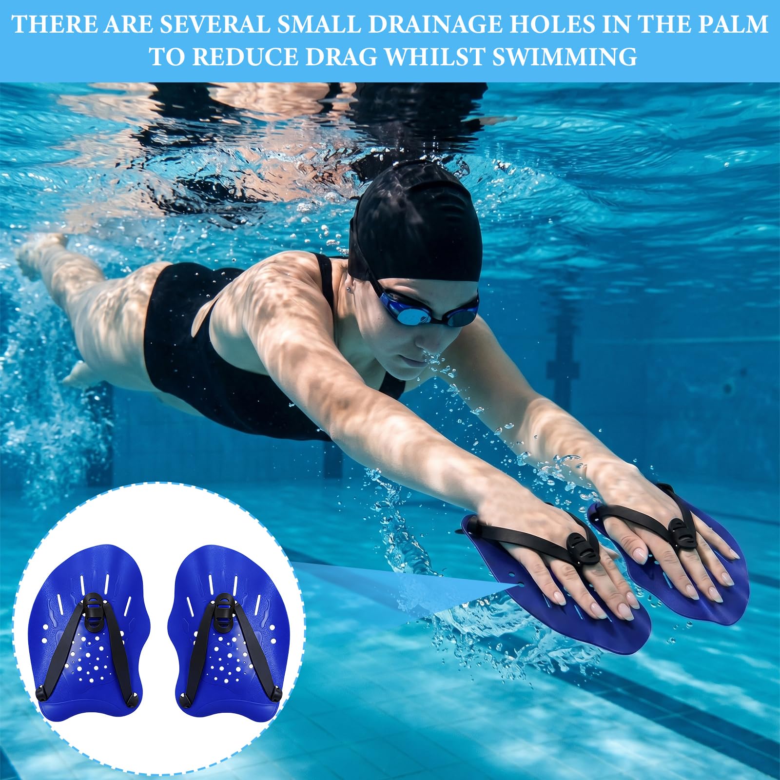 Hand Paddles Schwimmen, Handflossen Schwimmen, Einstellbar Schwimmpaddel Unterarm Kraftkraft, Krafttrainingshilfe, Pool Trainingsgerät, Geeignet Zubehör Erwachsene, Kinder