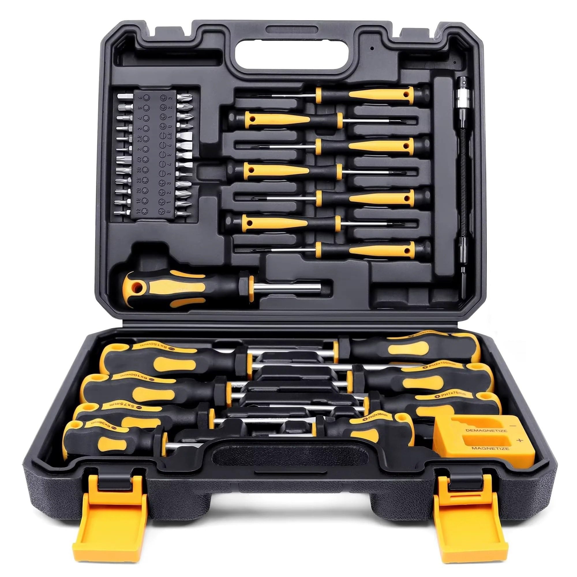 Ngdfvbdbd Women's White Hand Tool Sets 43-Piece Magnetic Screwdriver Kit With Organizer Box Flat Cross Hex Precision Bits Diy Tool Set(White)