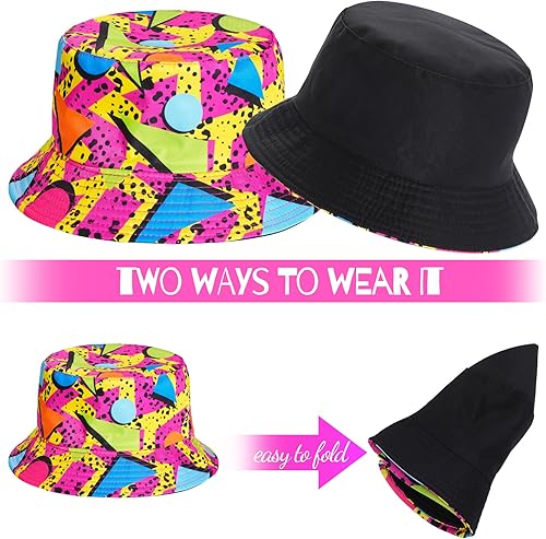 Miniatura 3 de Riñonera de los años 80 y 90 para mujeres y hombres, cangurera de neón, sombrero de los años 90, traje casual retro para disfraz de los años 8090,