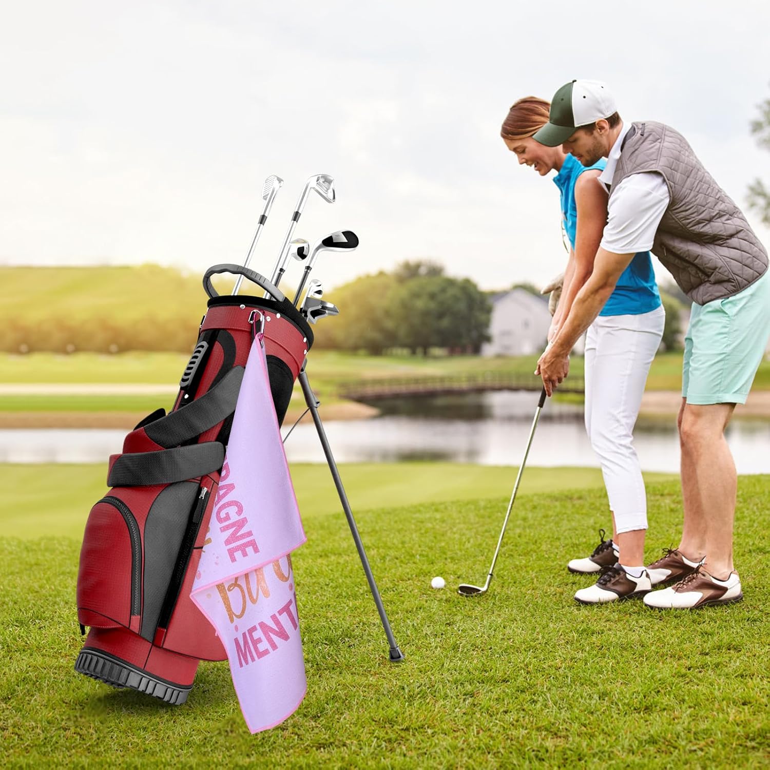 ファニープリントゴルフタオル(16インチ&times;24インチ)、クリップ付きマイクロファイバーゴルフタオル、父親、夫、誕生日、クリスマス、友