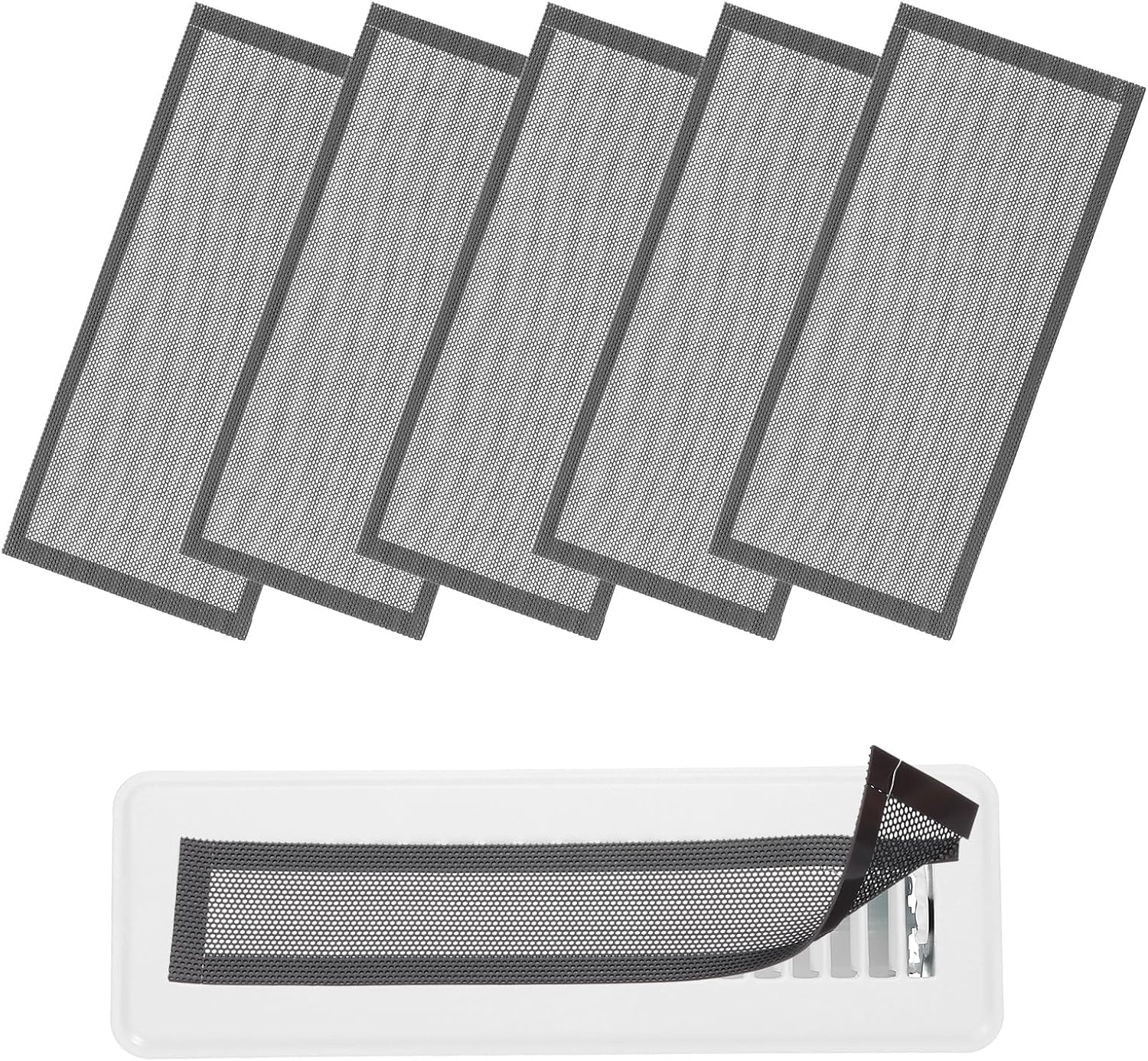 YOKIVE 6 Pcs Magnetic Floor Vent Covers, Floor Register Cover PVC Mesh Air Vent Screen Filters, Great for Home Floor, Wall, Ceiling, Catch Debris Hair Dust (Black, 10-Inch x 6-Inch)