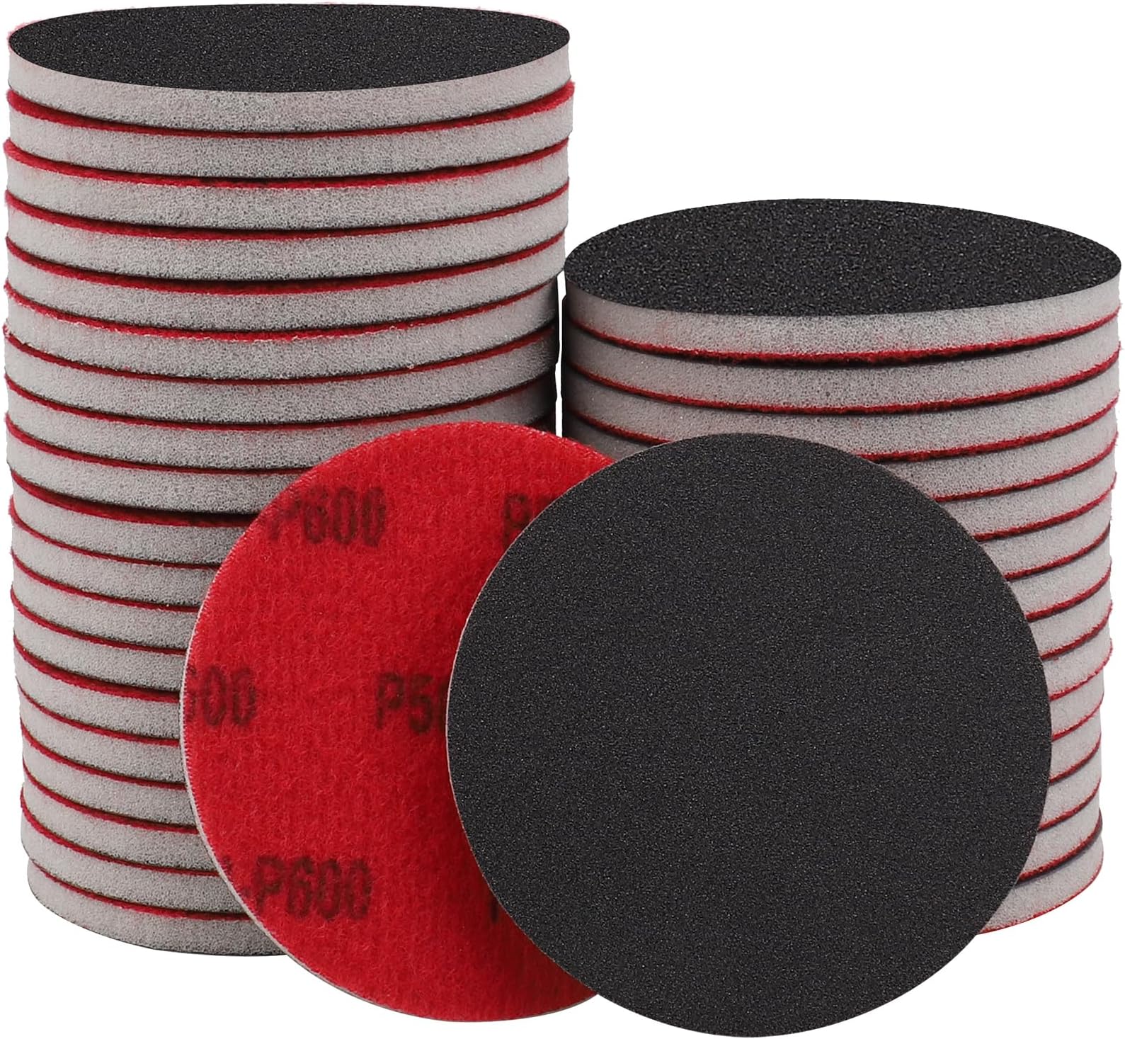 20Pcs 3 Inch Hook and Loop Sanding Sponge Disc with Buffer Backing 600 Grit Wet or Dry Sanding Sheets Reusable Hand Sander Sandpaper - Curved Surface Sanding Pads for Automotive Wood Metal