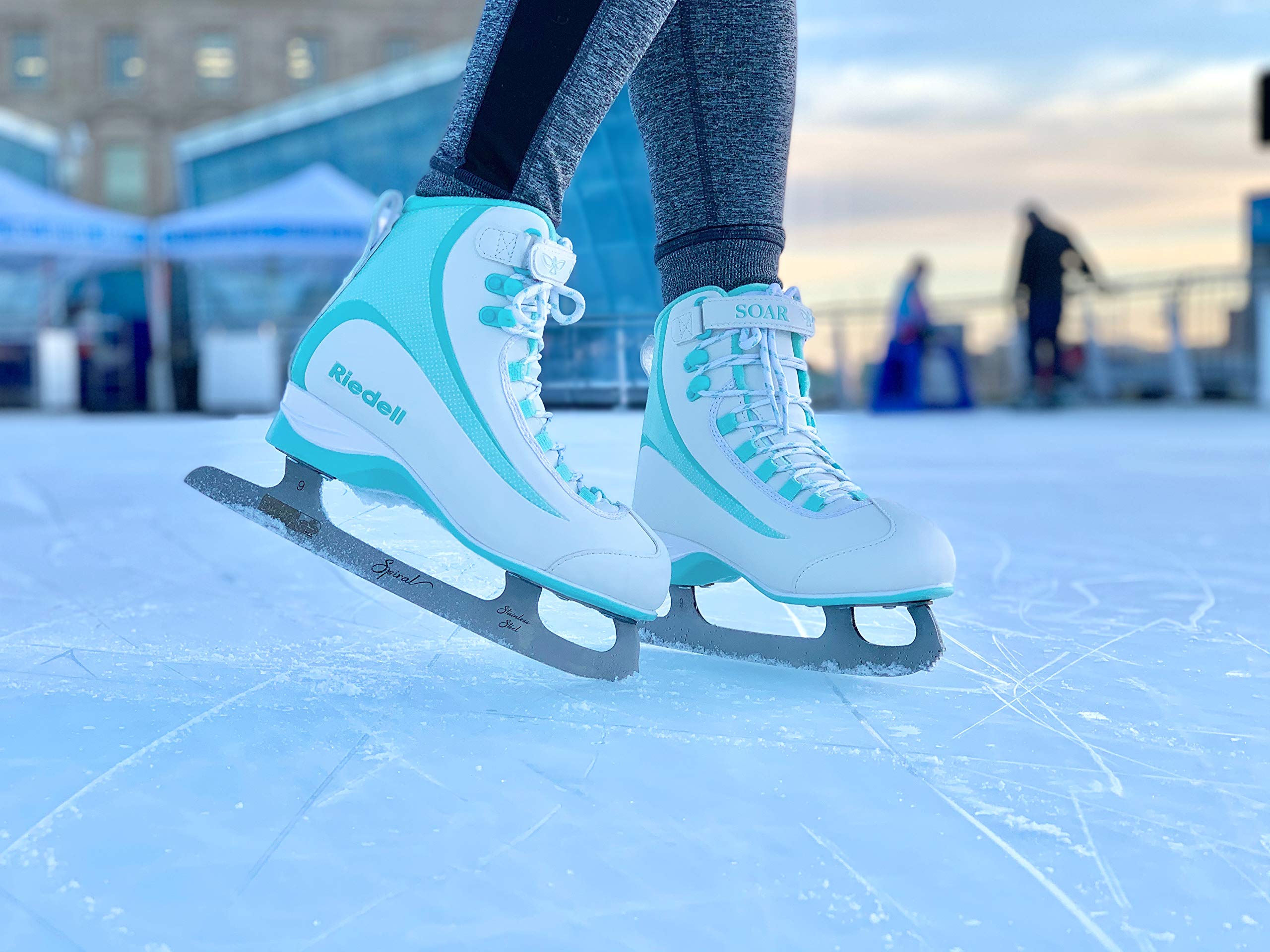 Riedell Soar Adult Ice Skates - Recreational Soft Beginner Figure Ice Skates | Mint | Size 10