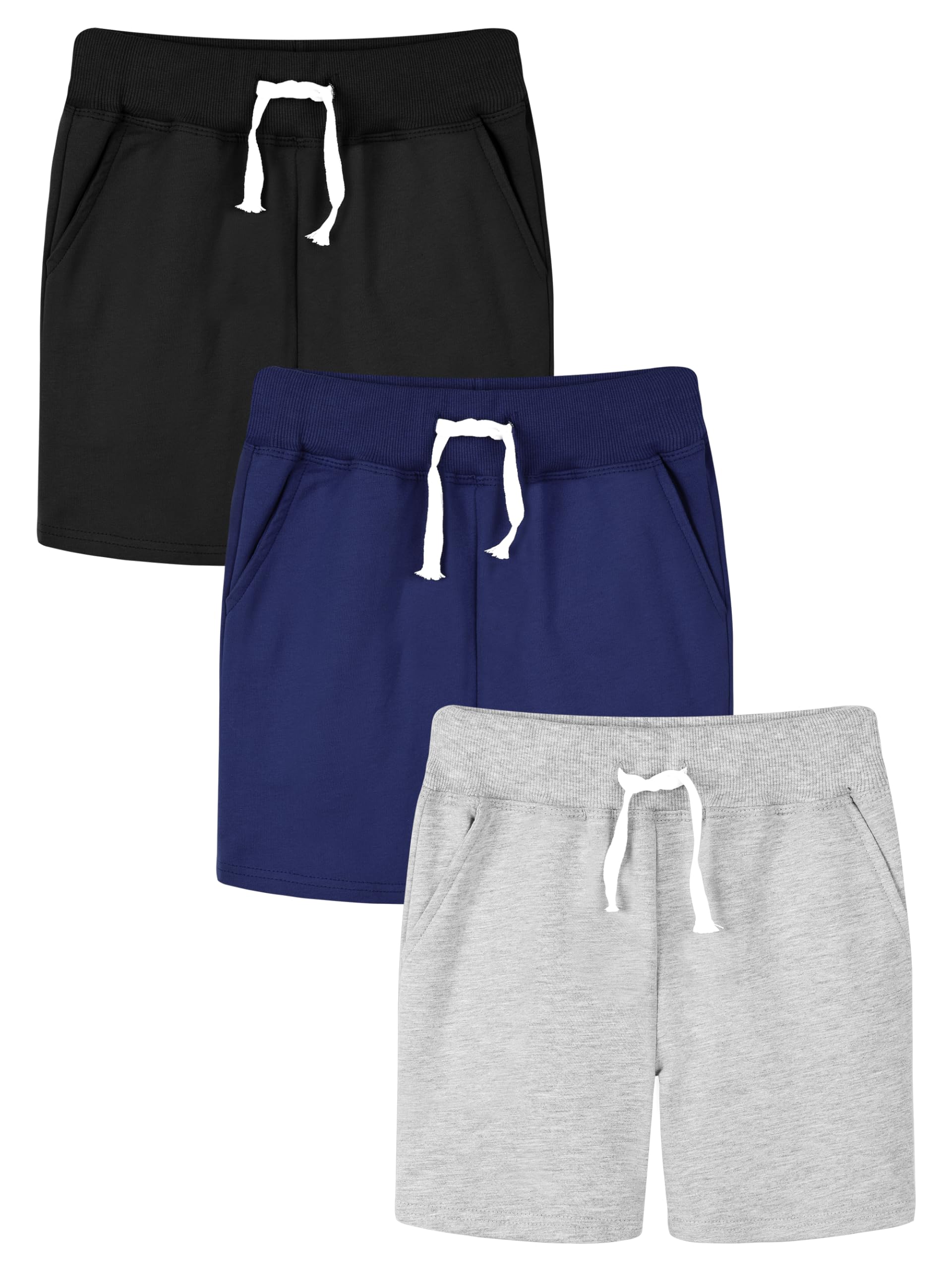 Resinta 3 Packs Toddler Boy Shorts Baby Boy Cotton Shorts Soft Casual Elastic Waist with Drawstring Clothes for Summer