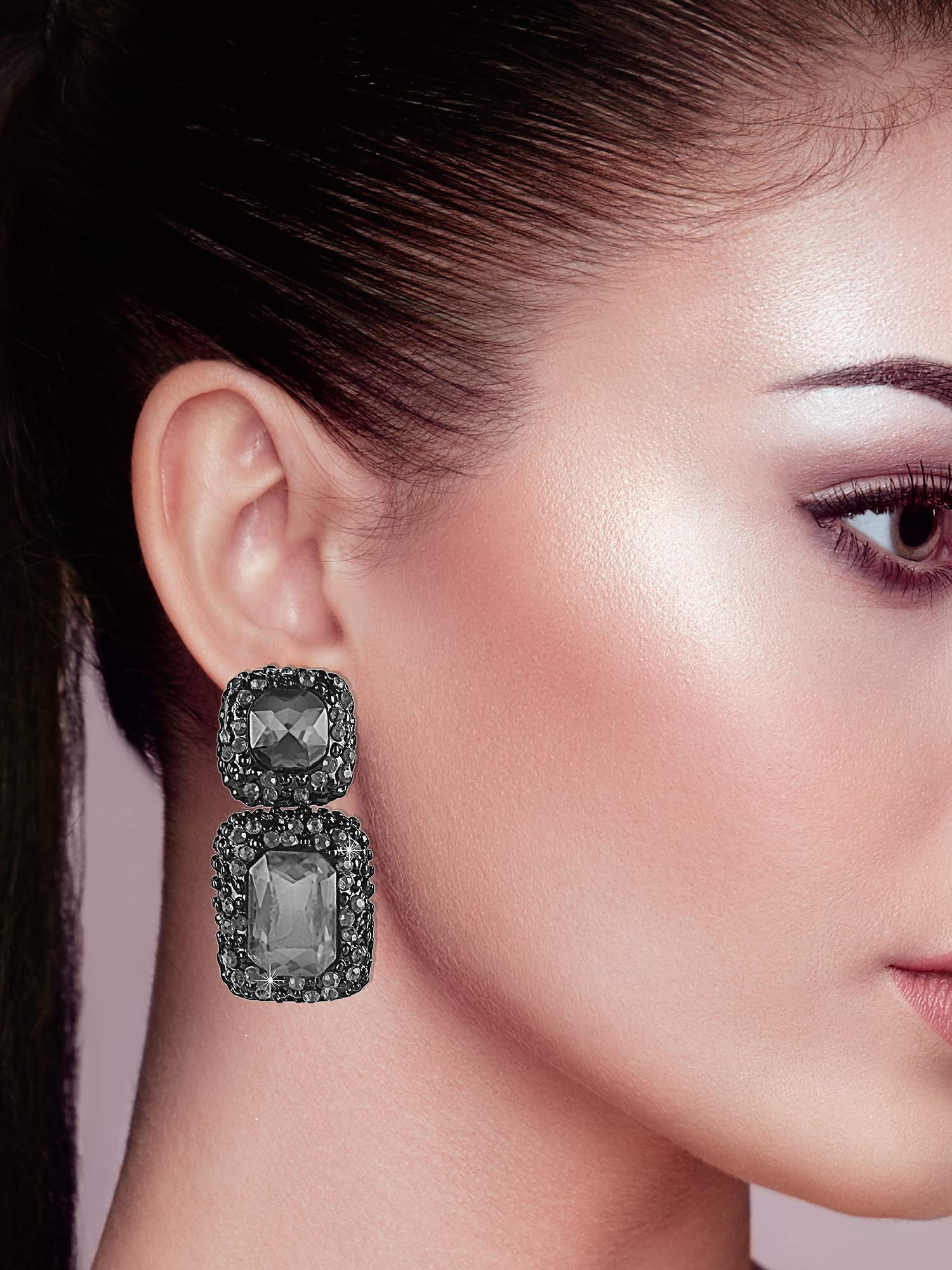 Crystal Drop Earrings for Women, Square Shaped Drop Earrings