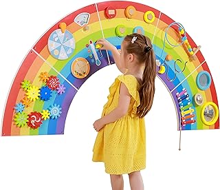 LEARNING ADVANTAGE Rainbow Activity Wall Panels - Ages 18m+ - Sensory Wall Toy - 10 Activities - Busy Board - Toddler Room Decor