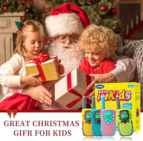 Miniatura 8 de Walkie Talkie para niños, paquete de 4 walkie talkie de largo alcance recargable de 3 KMS de largo alcance, 22 canales con linterna juguetes de