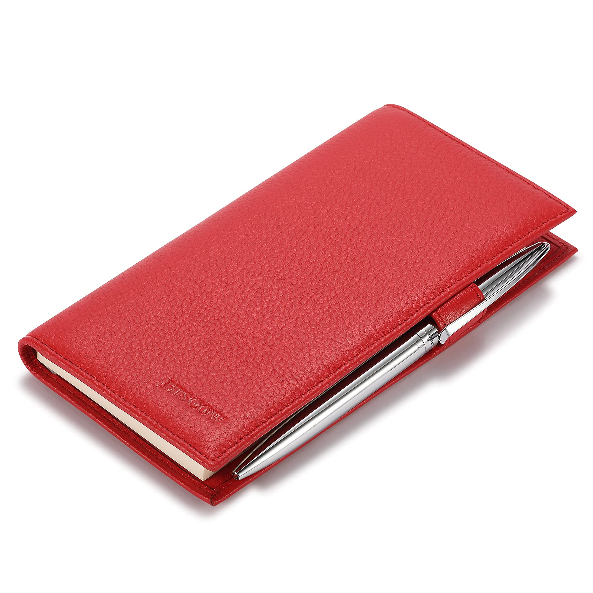 HISCOW Leather Checkbook Cover for Duplicate Checks with Pen Holder