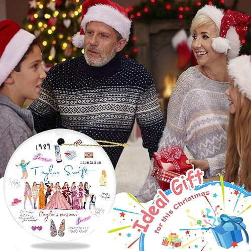 Miniatura 7 de Pop Singer Taylor - Adornos de Navidad 2023, Swifters Merch, decoración de árbol de Navidad, regalos de gira de época para fanáticos de Taylor con