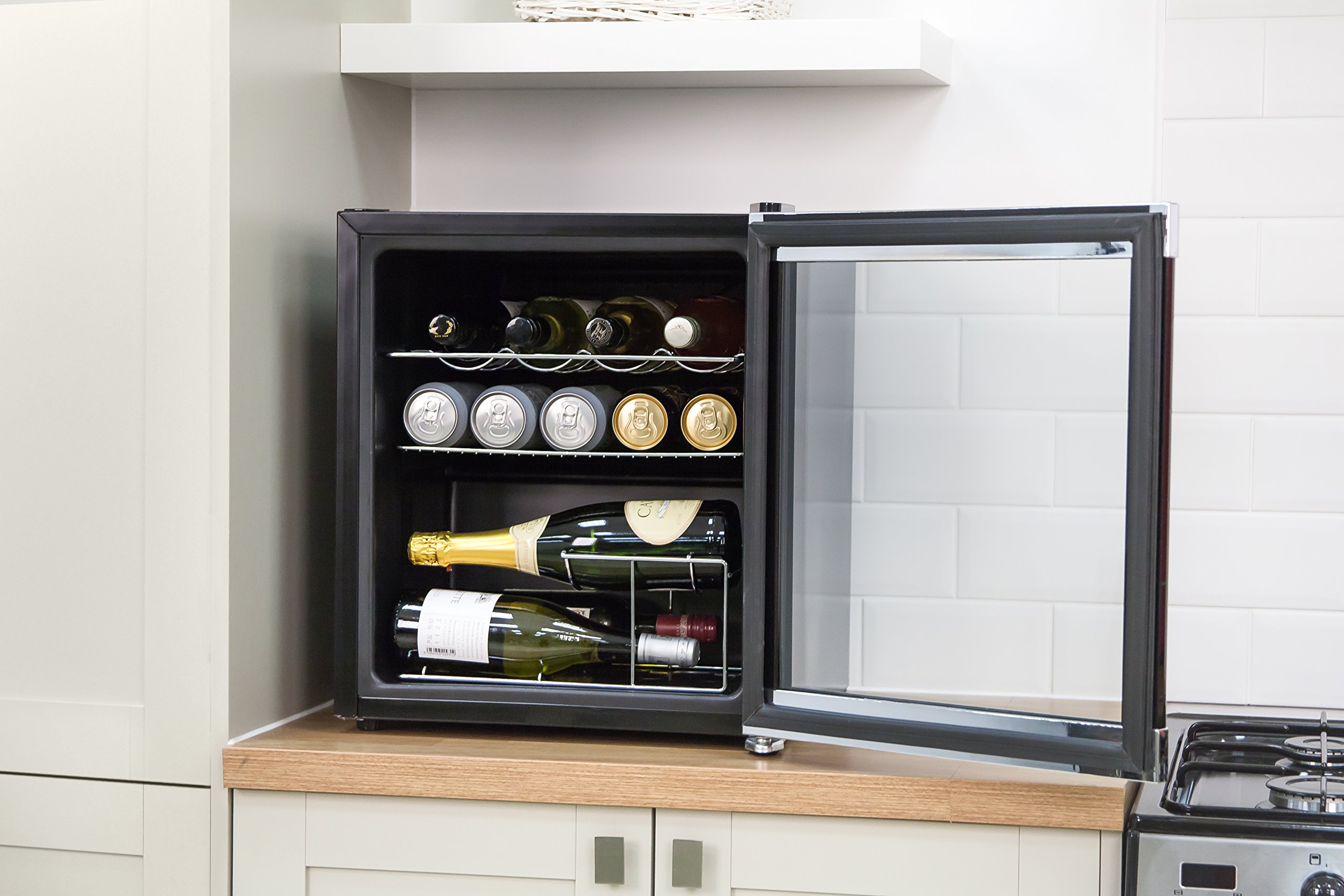 Russell Hobbs RHGWC1B Table Top Wine/Drinks Cooler with Glass Door, 12 bottle capacity, Black