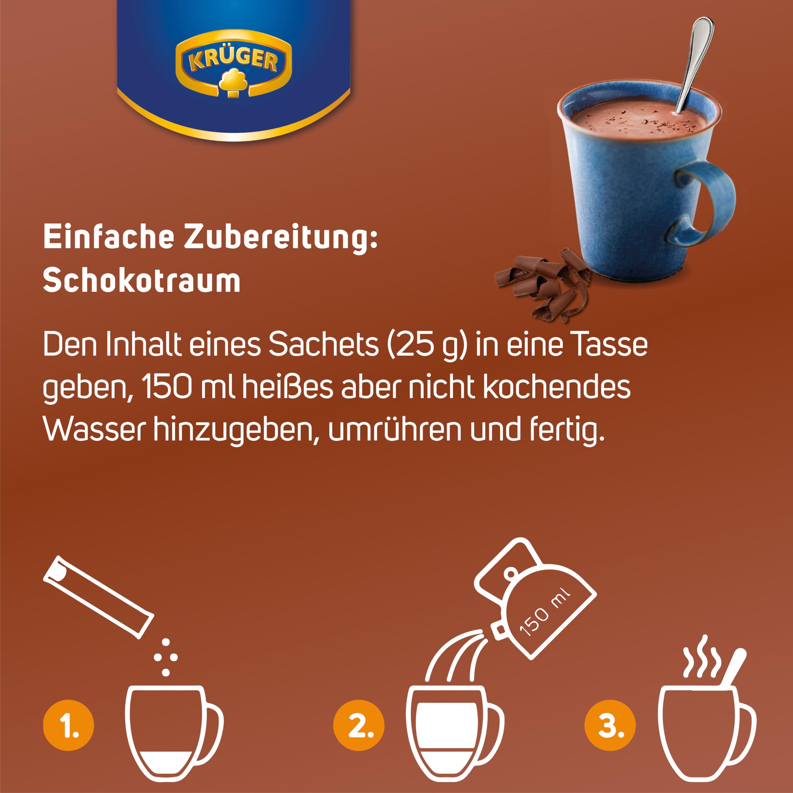 KRÜGER Family Schoko Traum Trinkschokolade I Kakao-Pulver zum anrühren I 8x 250g (10 Sachets)
