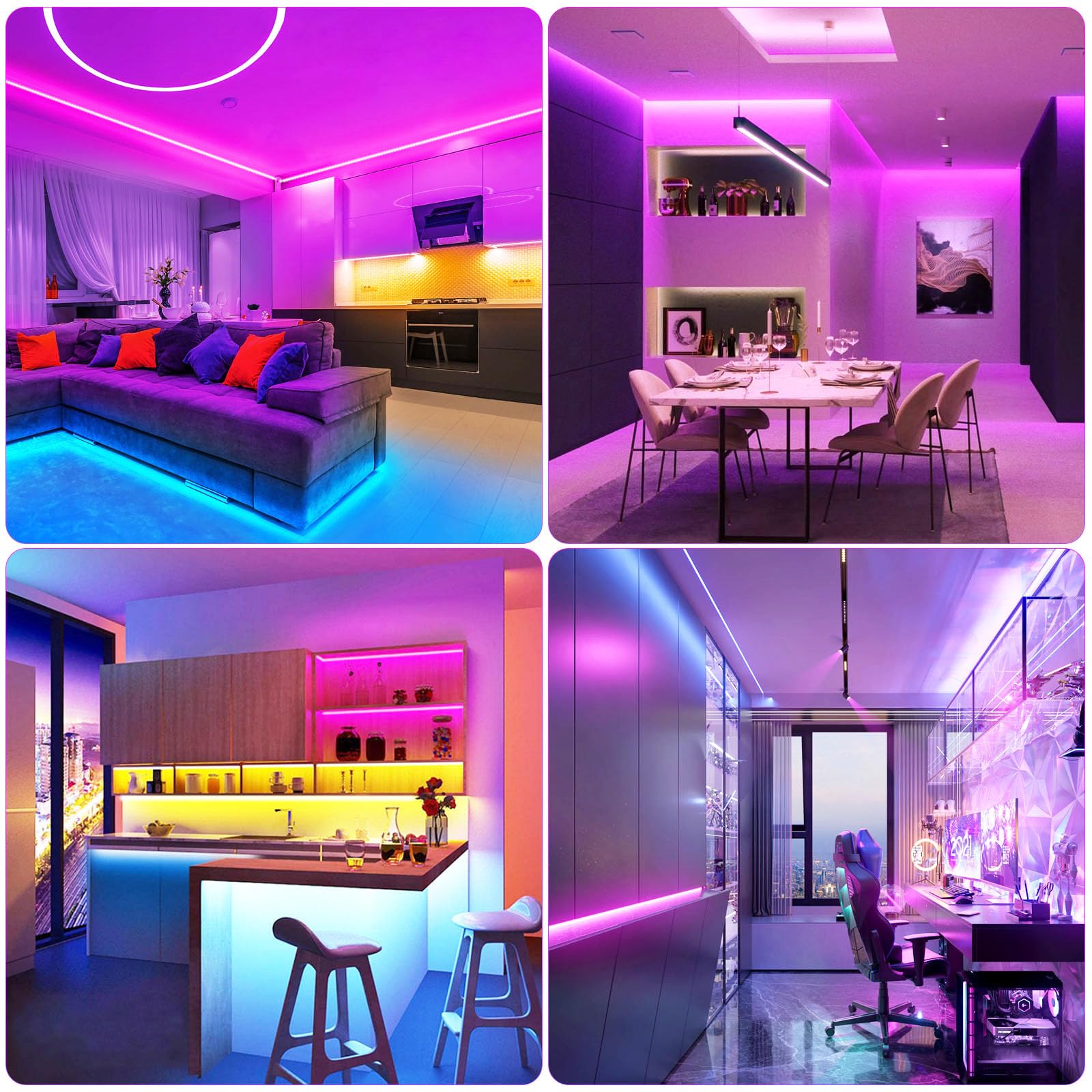10M WiFi COB RGB Striscia LED luminosa, WiFi, 576 LED/M, 5760 LED, 24 V Nastri LED funziona con Google Home Assistant/Alexaz,LED Strisce Deformabile, con telecomando