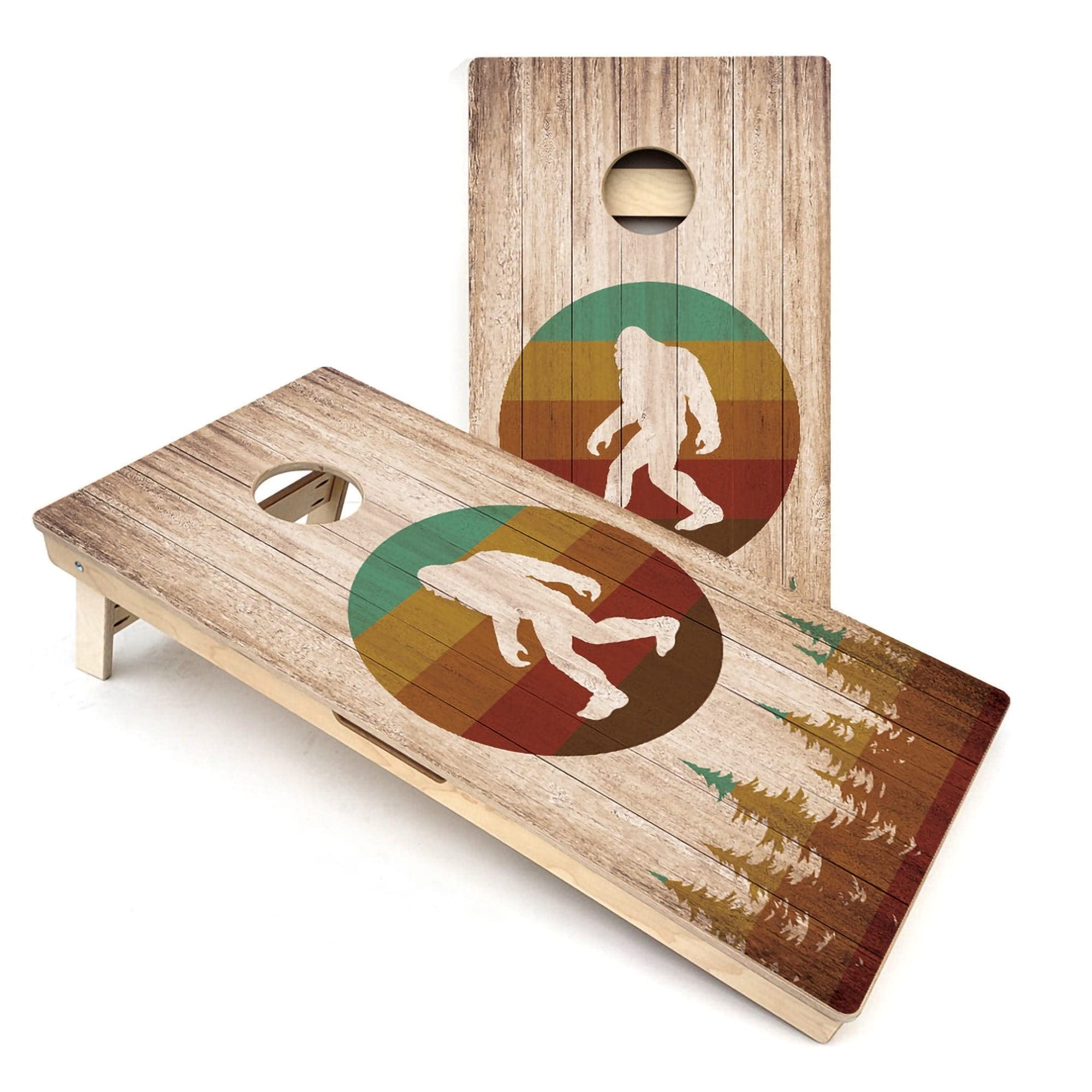 Skip's Garage Bigfoot Circle All-Weather Cornhole Boards - Includes (2) Boards (NO Bags) + (1) Case & (2) Edge Lights