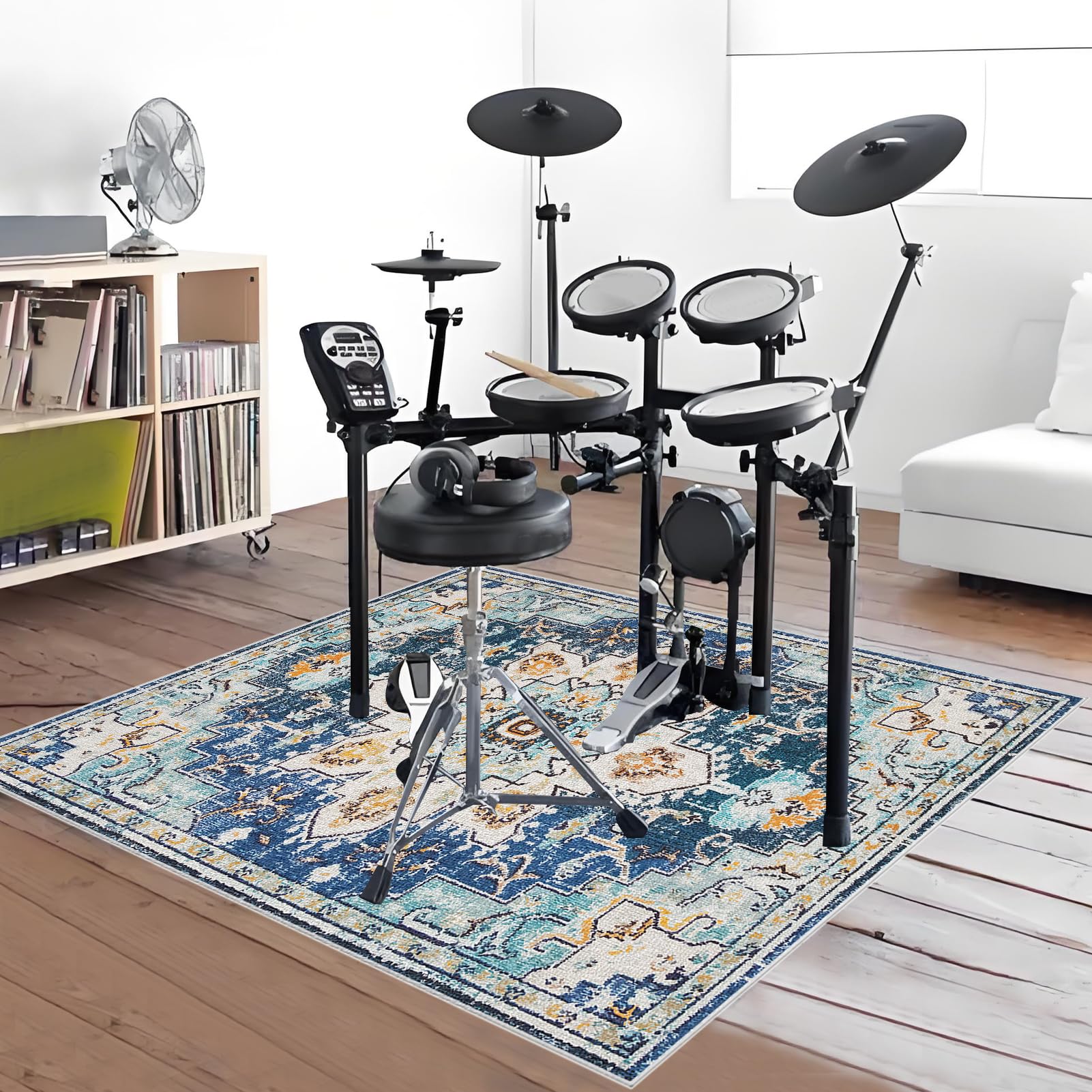Tapis de Tambour Tapis Batterie Tapis Insonorisé Moquette Antidérapante Tapis pour Batterie Acoustique Grosse Caisse Claire Batterie électronique Kits Instruments de Musique Tapis de Sol 140 x 120 cm