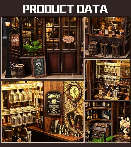 Miniatura 9 de Roroom Kit de casa de muñecas en miniatura y muebles, modelo de casa de muñecas de madera 3D con cubierta a prueba de polvo y LED, idea creativa de