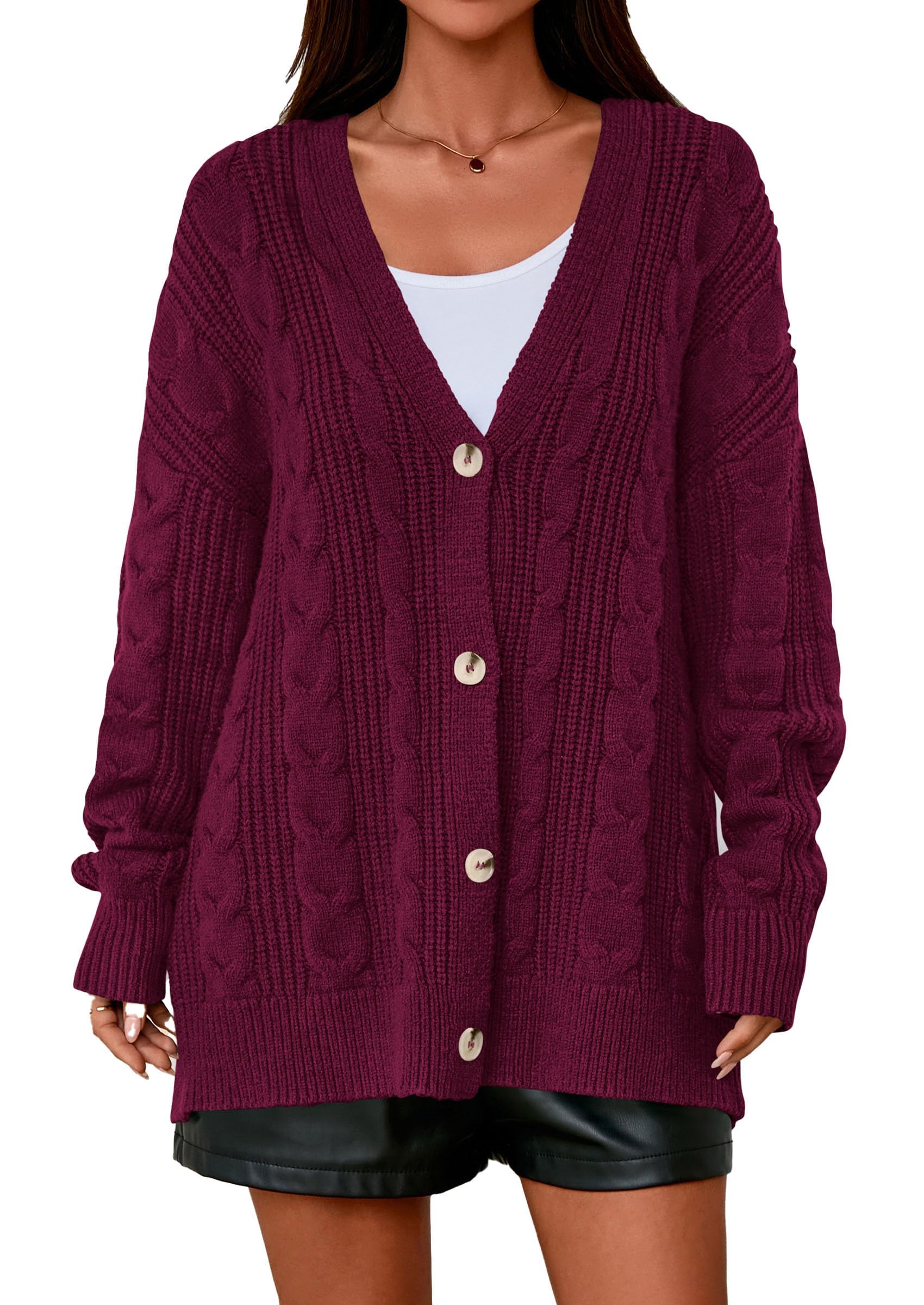 PRETTYGARDEN Womens Chunky Cardigan Sweaters 2025 Fall Oversized Cable Knit Long Sleeve Open Front Cardigans Winter Clothing