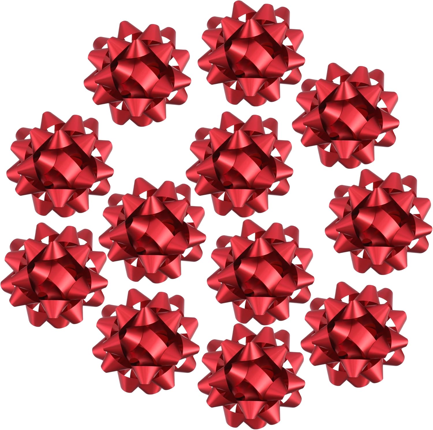 12Pcs Large 4.5 Inch Star Gift Bows for Gift Wrapping and Presents, Christmas Bows,for Parties, Birthdays, Weddings or Other Holidays. (Red)