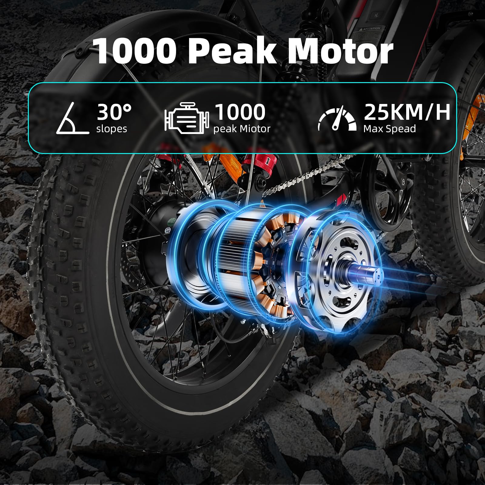 Bici Elettrica per Adulti, Autonomia Massima di 50-80Km, Bici Elettrica con Pneumatici Fat da 20", Batteria Rimovibile da 48V-17.5/20Ah per Montagna, Neve, Sabbia e Strada.
