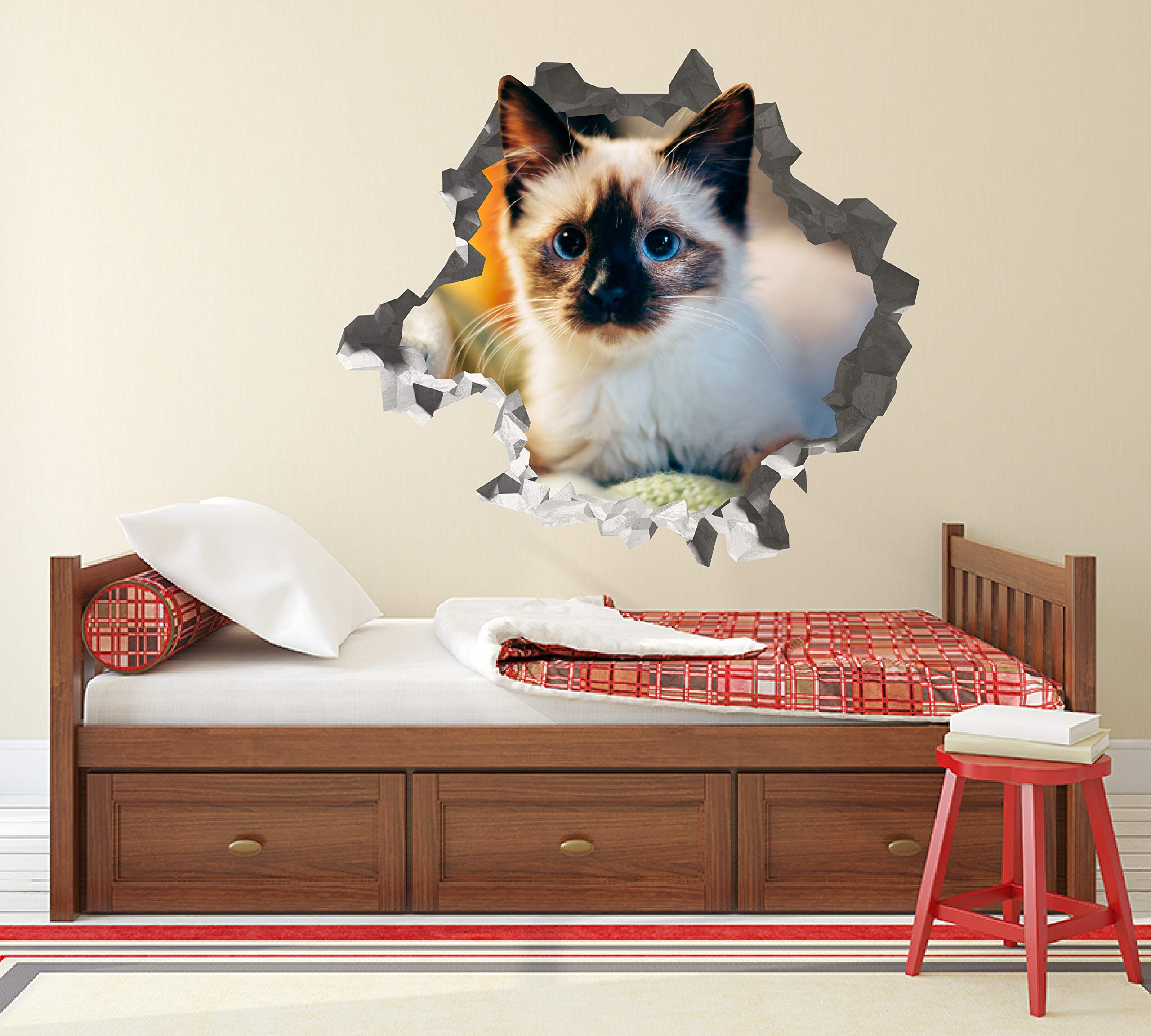 Gatito Pegatina - Calcomania Animales - Decoración de Cuartos Niños - Sticker de Gatitos - Decoración Infantil - JS380 (Gigante: 127 cm x 117 cm)