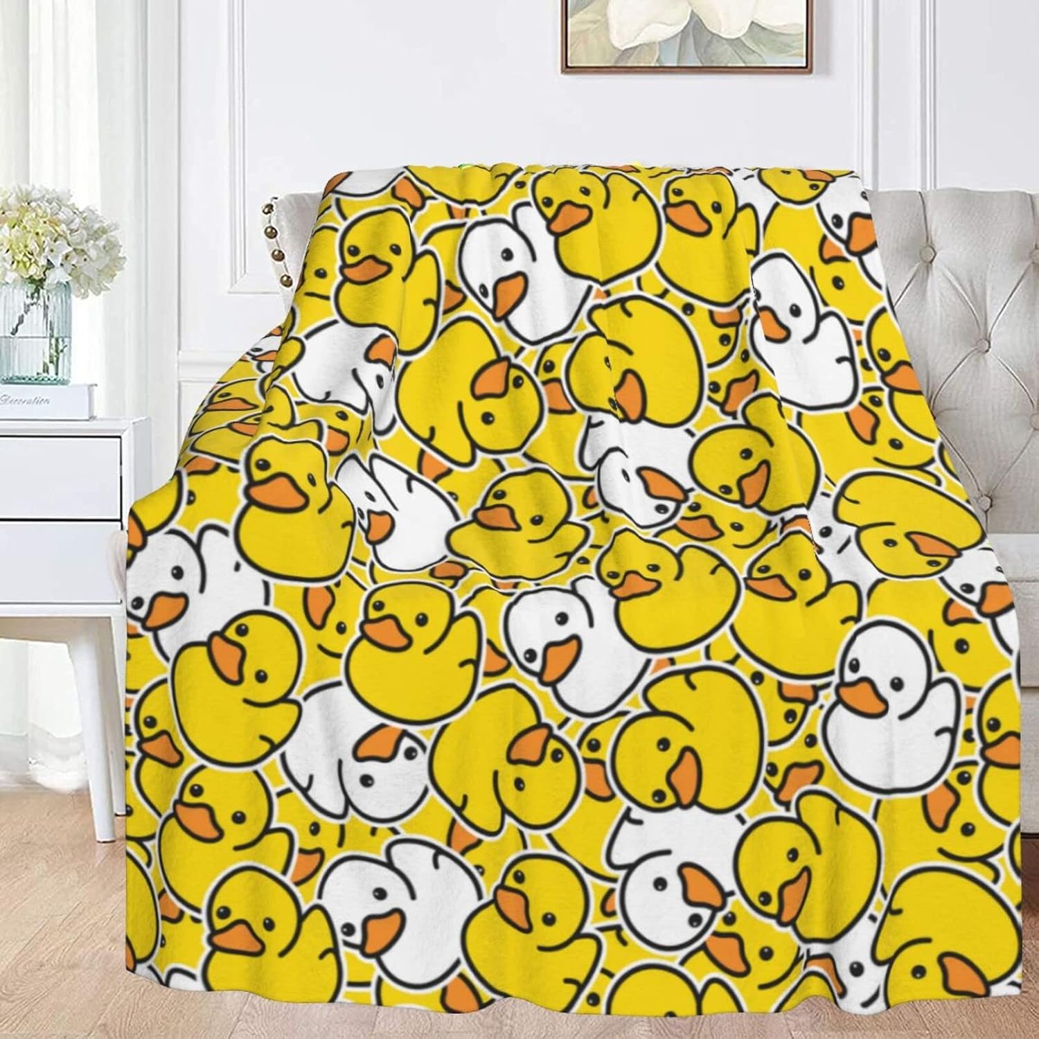 Cartoon Cute Duck Childish Flannel Fleece Throw Blanket 50x60 inch Living Room/Bedroom/Sofa Couch Warm Soft Bed Blanket for Kids Adults