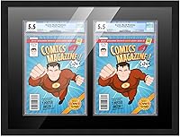 Vista 2 de Poster Palooza Marco de cómic con paspartú para 2 cómics CGC, CBCS o PGX Graded Comics – Marco de cómic negro para cómics de 8.125 x 13 pulgadas