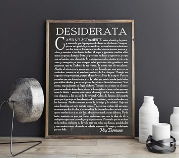 Poema Desiderata en Espanol Desiderata Poster de Poesia Desiderata Regalo de Graduacion Poema para Estudiante Graduado por Max Erhmann 1927 (5 x 7، Chalkboard Black)