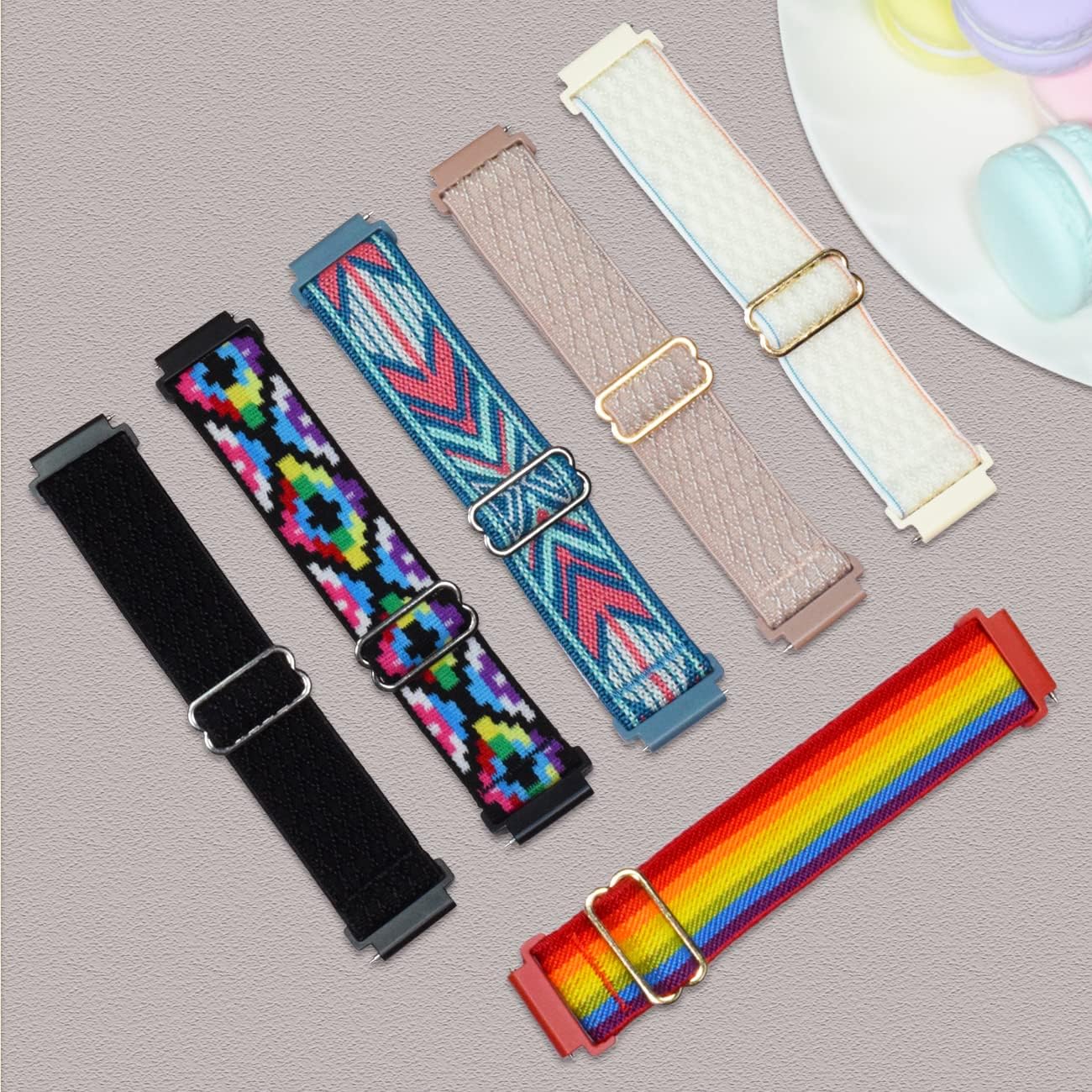 Sunnyson 6 Pack Stretchy Nylon Watch Bands Compatible with Samsung Galaxy Watch 7/6/5/4 40mm 44mm, 20mm Soft Elastic Loop Strap for Active 2/5 Pro/6/4 Classic 47mm 43mm 46mm 42mm for Men Women - Image 4