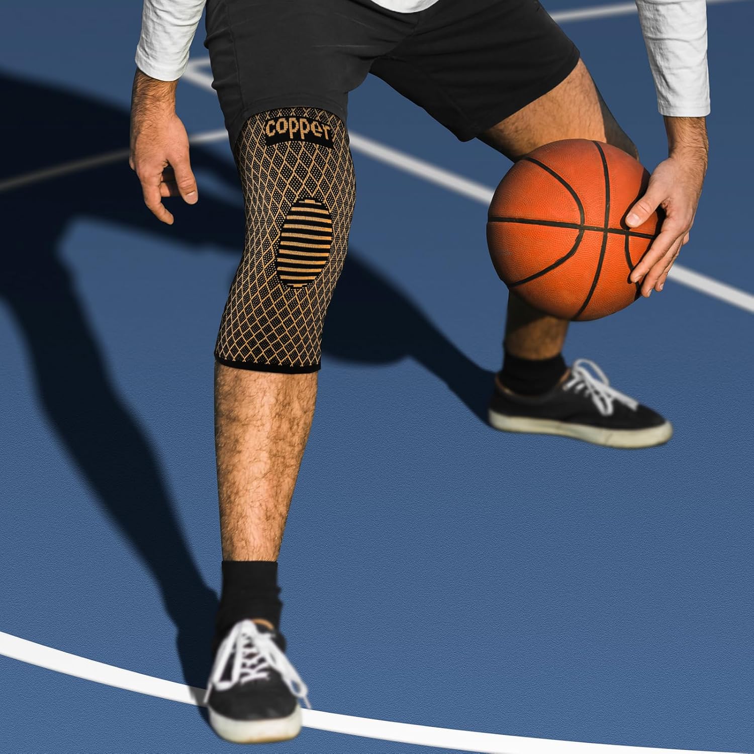 Copper Knee Braces for Women and Men, Compression Knee Sleeve for Knee Pain,Arthritis, Meniscus Tear,ACL, Joint Pain Relief, Knee Support Pads for Running, Workout Sports(Yellow, Large) - Image 4