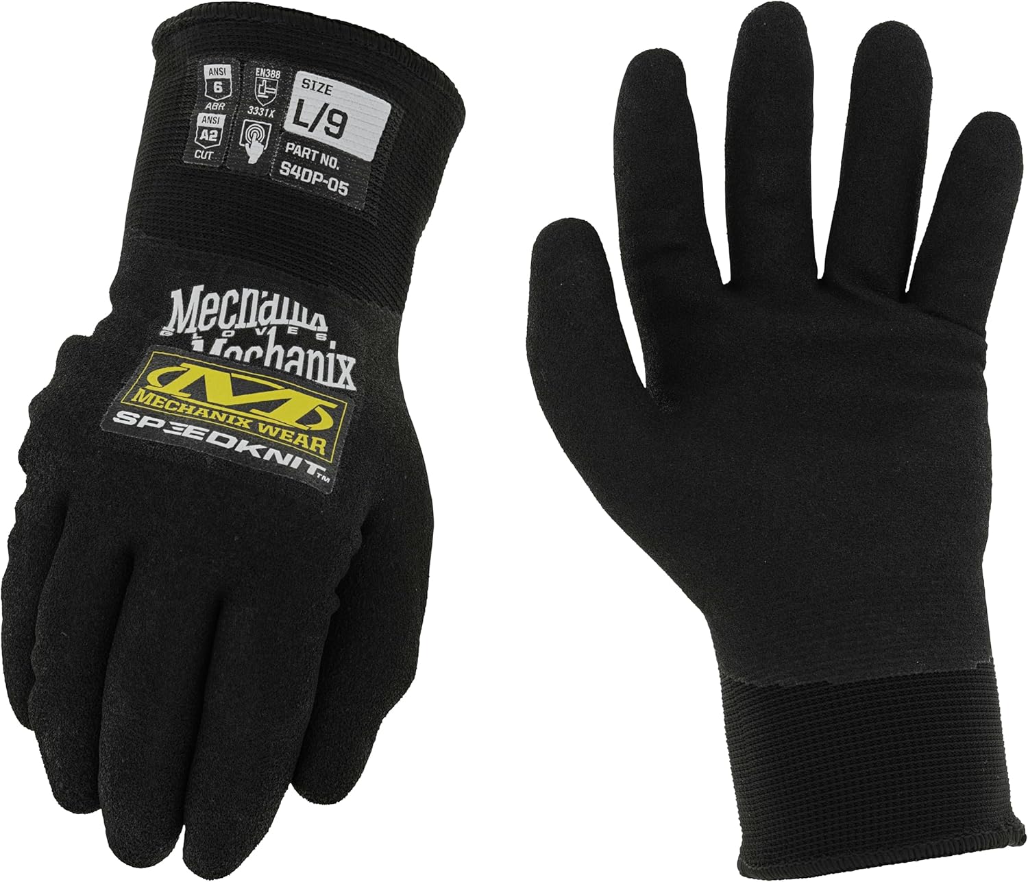 Mechanix Wear SpeedKnit Thermal S4DP05 Gloves - Winter Work Gloves for Protecting Hands in Cold Weather - Insulated - Touchscreen Capable - Water, Abrasion & Cut-Resistant - Medium - Black