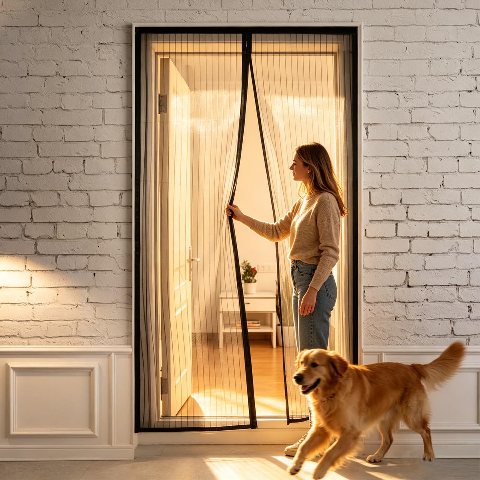 Moustiquaire porte magnétique 183x200 cm pour stopper les insectes sans percer